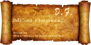 Décsi Florencia névjegykártya
